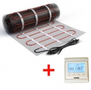 Теплый пол нагревательный мат (1 кв.м.) + электронный терморегулятор